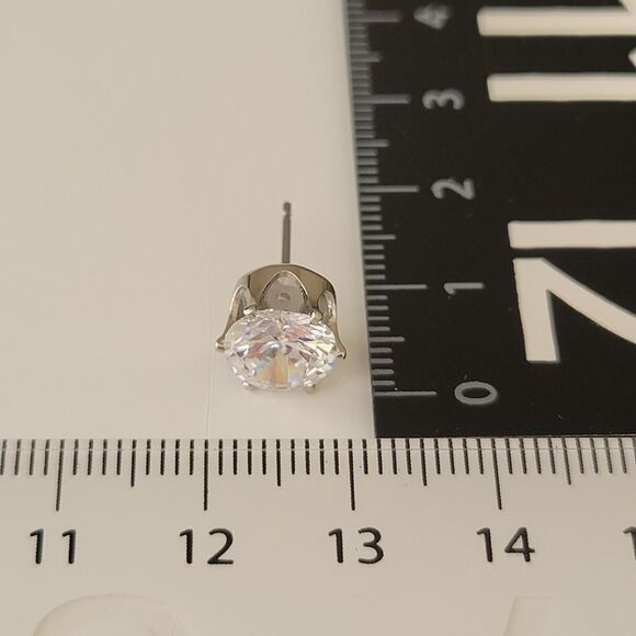 Earrings Silver Tone Crystal Stud Earrings #0390 - Picture 9 of 10